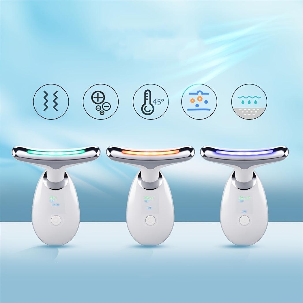 Rechargeable LED Facial & Neck Massager – Skin Rejuvenation & Relaxation Device