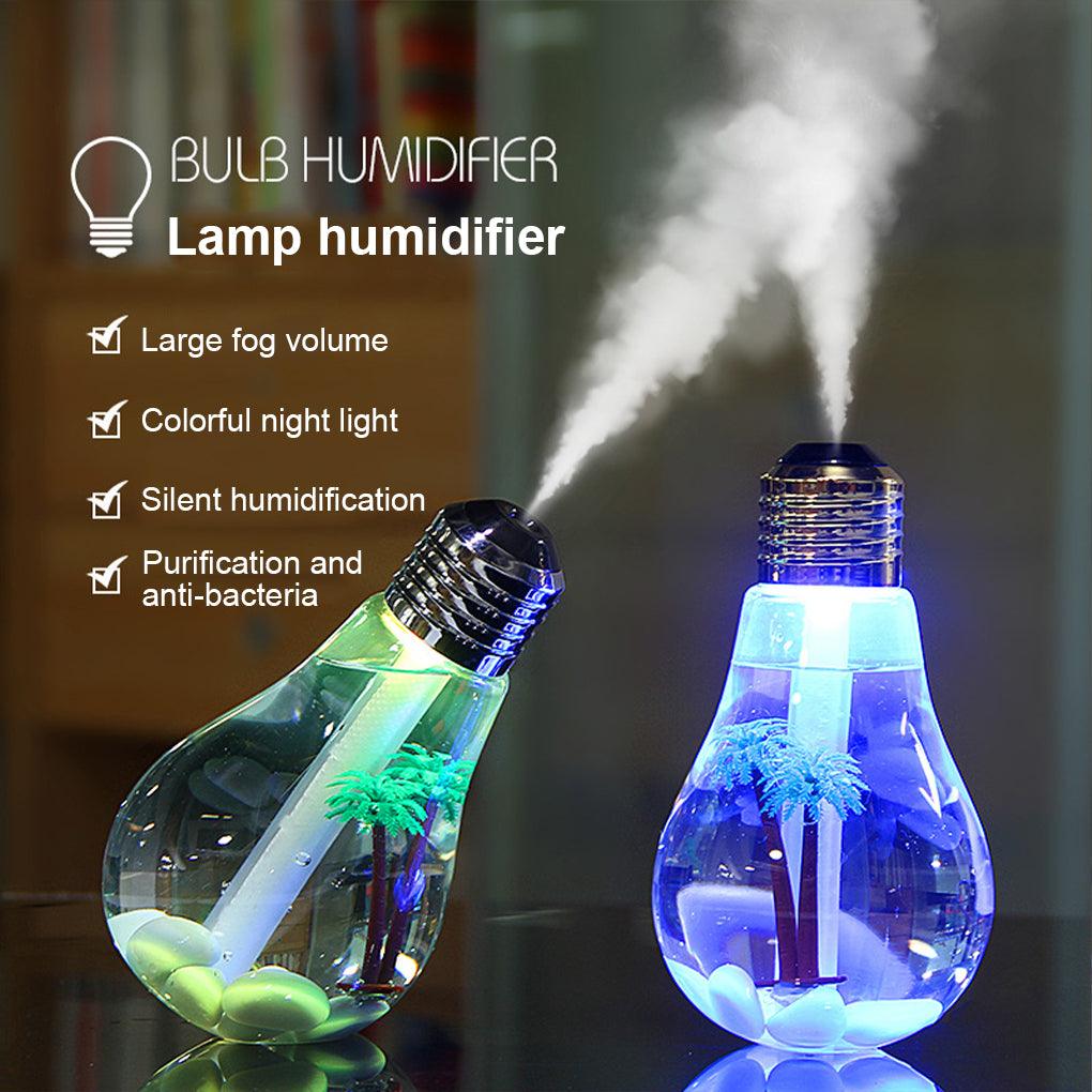 Bulb Humidifier with LED Light – Portable USB Air Moisturizer for Home & Office