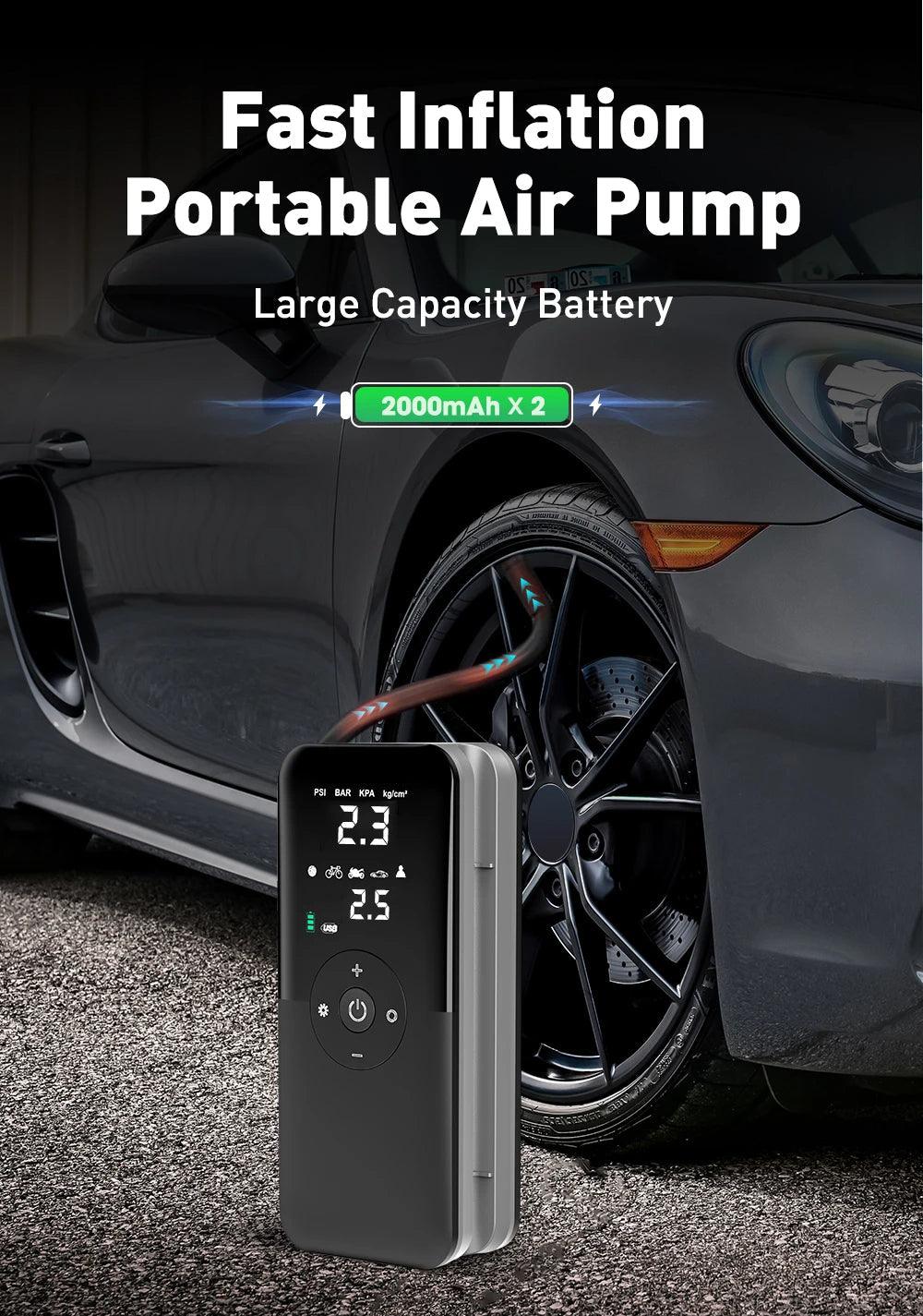 Portable Electric Air Pump – Cordless Digital Tire Inflator for Cars, Bikes & Sports Balls