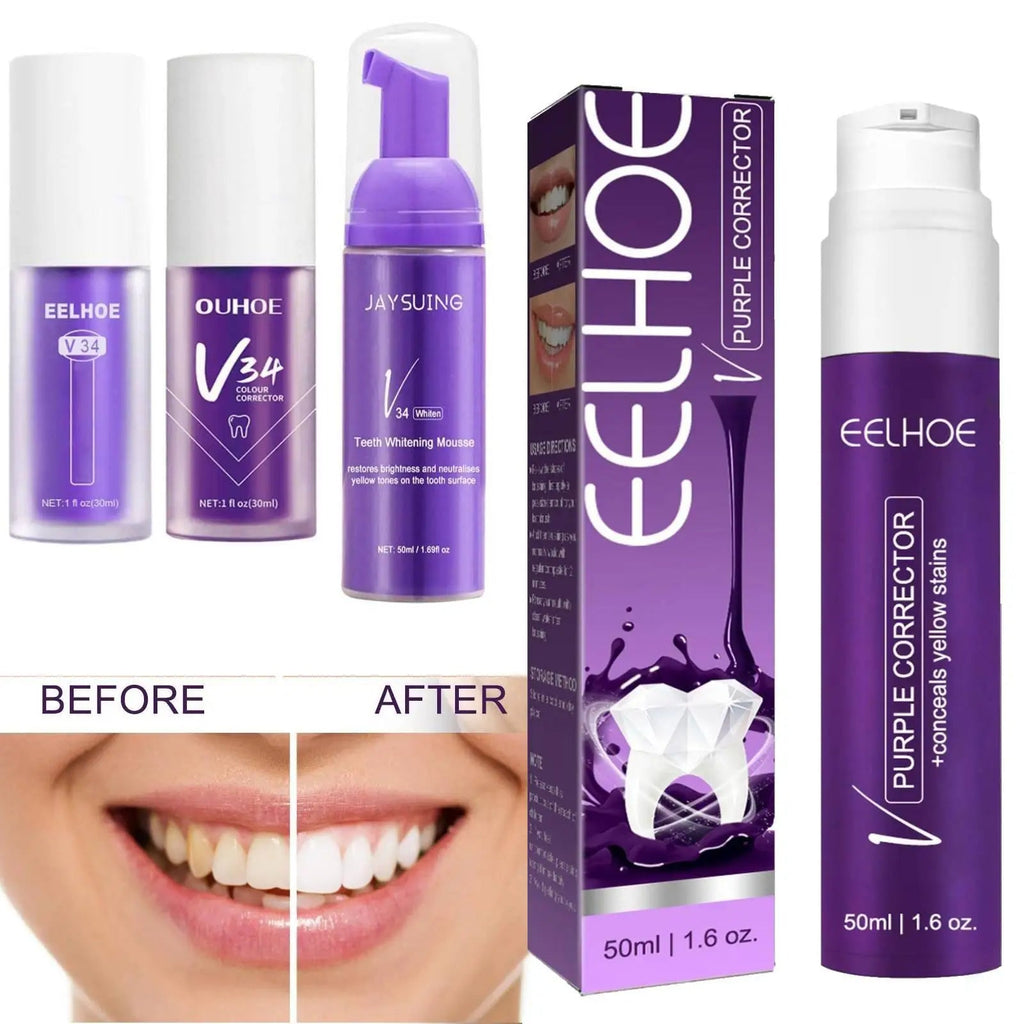 EELHOE Whitening Toothpaste – Purple Corrector Toothpaste for Brighter, Stain-Free Teeth