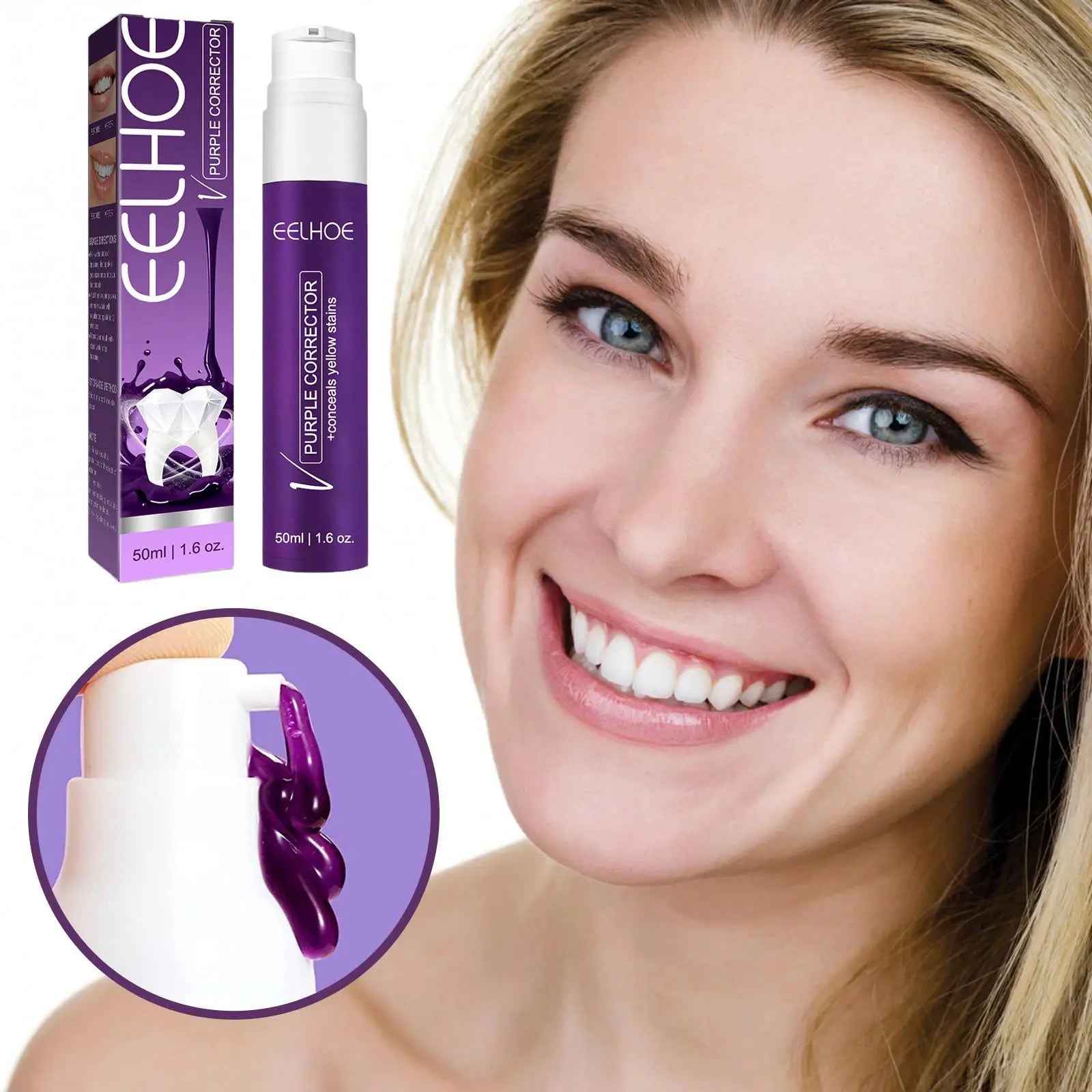 EELHOE Whitening Toothpaste – Purple Corrector Toothpaste for Brighter, Stain-Free Teeth