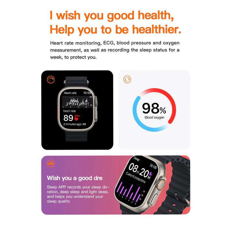 T800 Smartwatch 1.99-inch – Fitness & Health Tracker with Heart Rate Monitoring