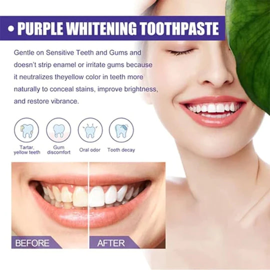 EELHOE Whitening Toothpaste – Purple Corrector Toothpaste for Brighter, Stain-Free Teeth