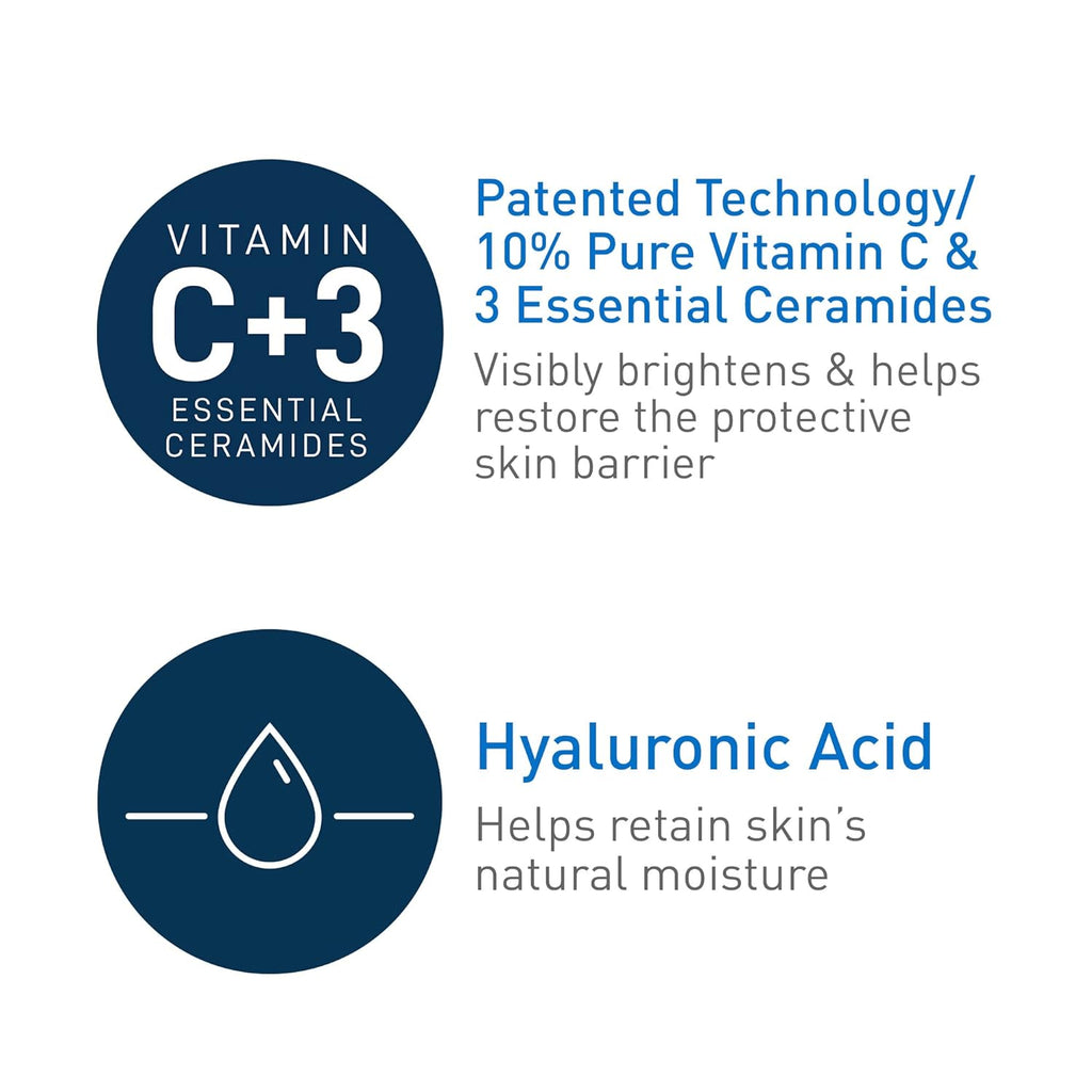 CeraVe Vitamin C Serum with Hyaluronic Acid & Ceramides – Brightening & Hydrating Face Serum