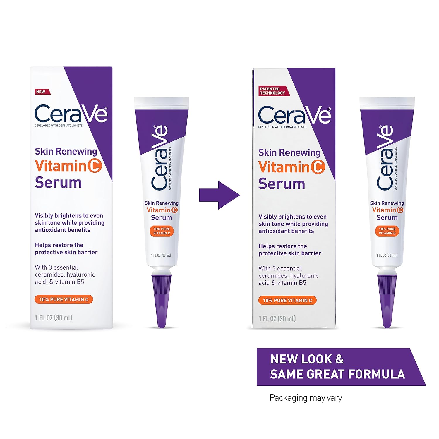 CeraVe Vitamin C Serum with Hyaluronic Acid & Ceramides – Brightening & Hydrating Face Serum