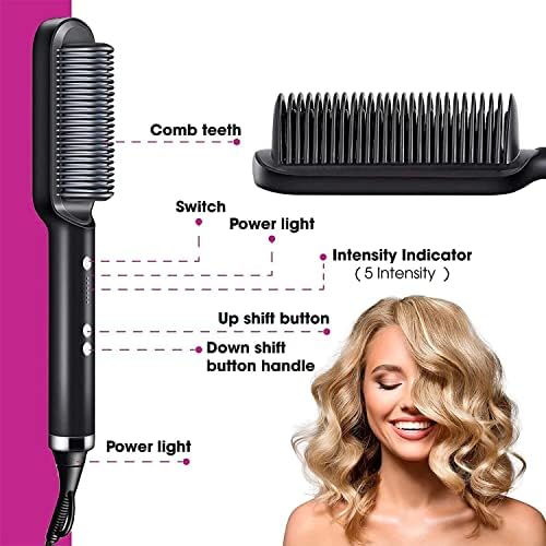 Electric Hair Straightener Comb for Black Hair – Dual Function Straightening & Curling Iron