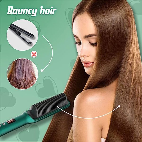 Electric Hair Straightener Comb for Black Hair – Dual Function Straightening & Curling Iron