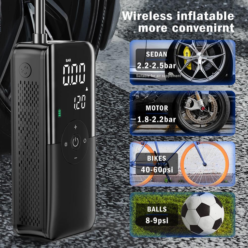 Portable Electric Air Pump – Cordless Digital Tire Inflator for Cars, Bikes & Sports Balls