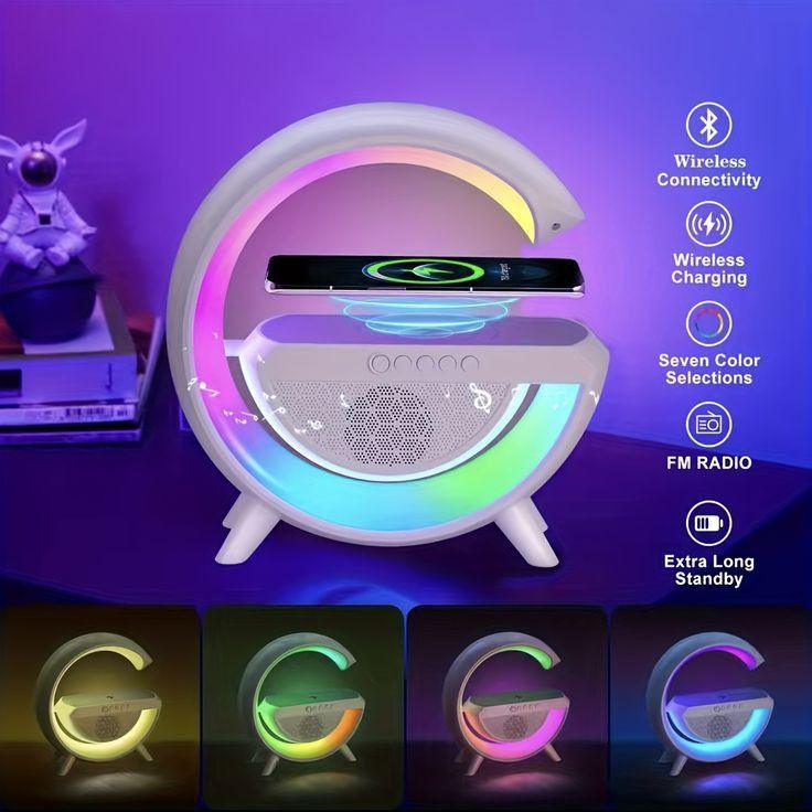 LED Wireless Charger Speaker – 3-in-1 Bluetooth Speaker with Wireless Charging and LED Light