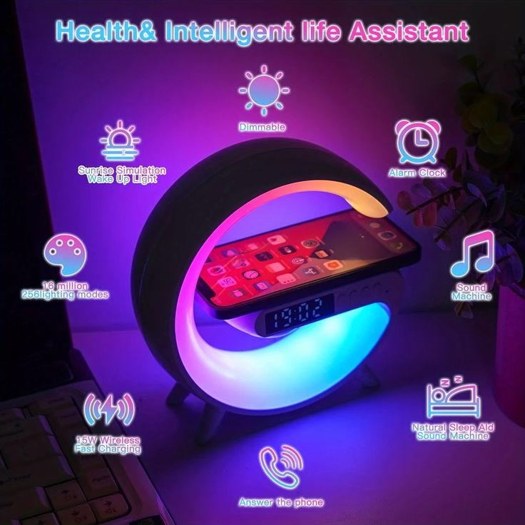 LED Wireless Charger Speaker – 3-in-1 Bluetooth Speaker with Wireless Charging and LED Light